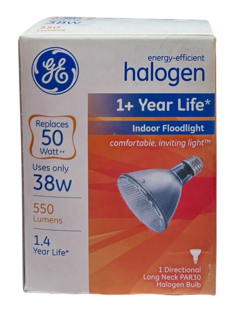 GE Lighting 69168 PAR30 Long Neck 38W Indoor Floodlight Bulb 550 Lumens